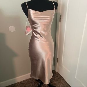 Birdy Grey - Lisa Satin Midi Dress - Taupe